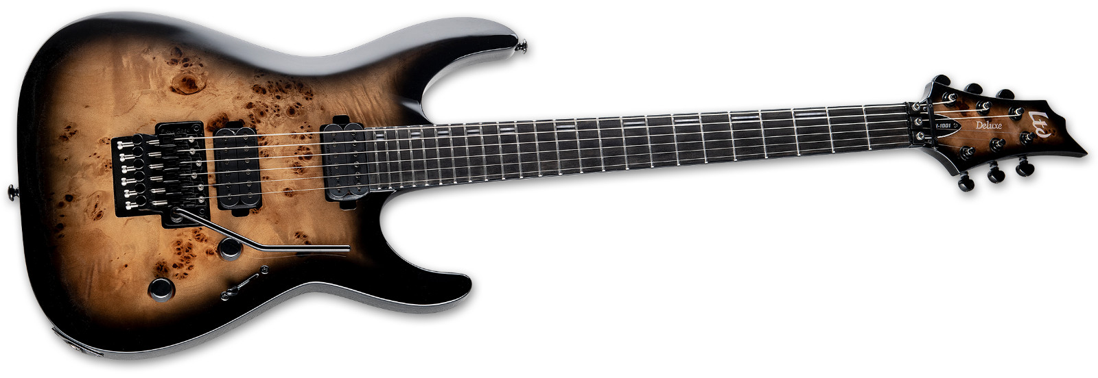 ESP LTD H-1001FR Burled Poplar Black Natural Burst Electric Guitar + Hard Case
