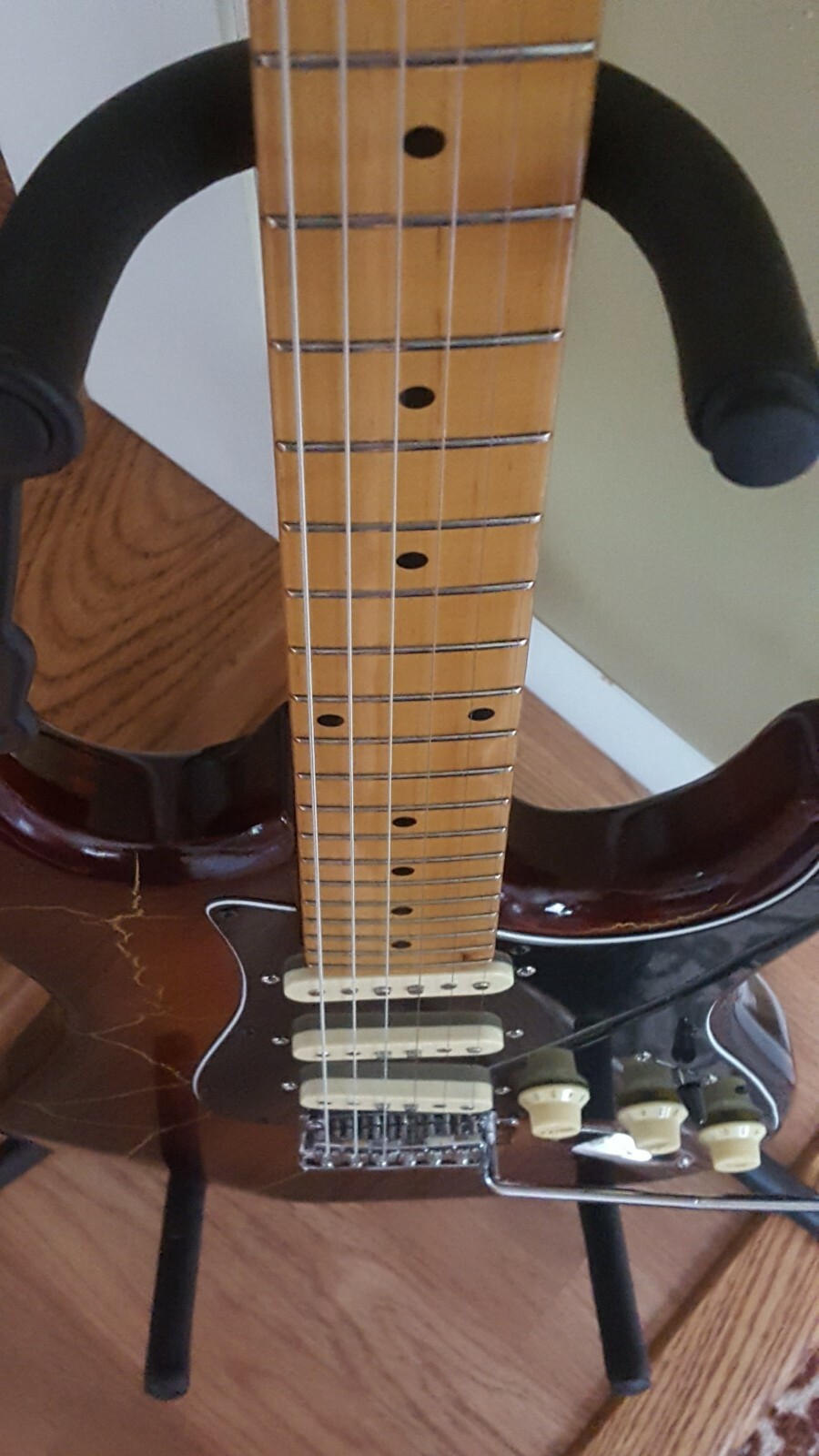 Strat style Electric Guitar Fender Parts Coffee Brown Gold Burst Crackle