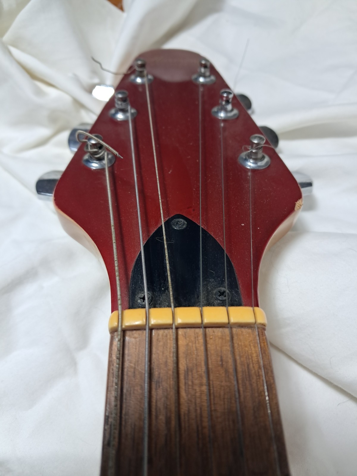 Vintage 1980s Harmony Flying V Electric Guitar Red w/ Soft Case