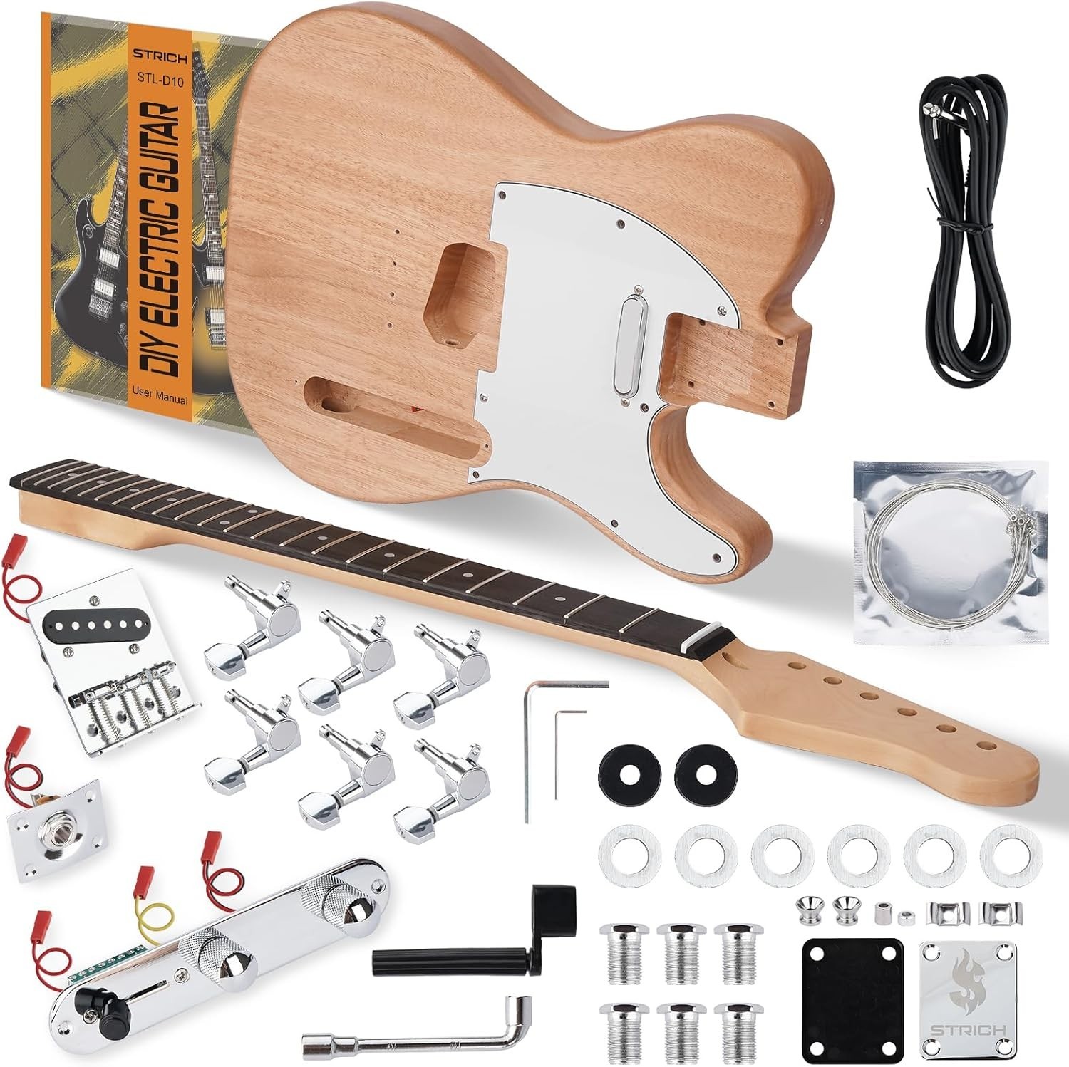 DIY Electric Guitar Kit, TL Style Mahogany Body & Maple Neck Guitar with SS P…