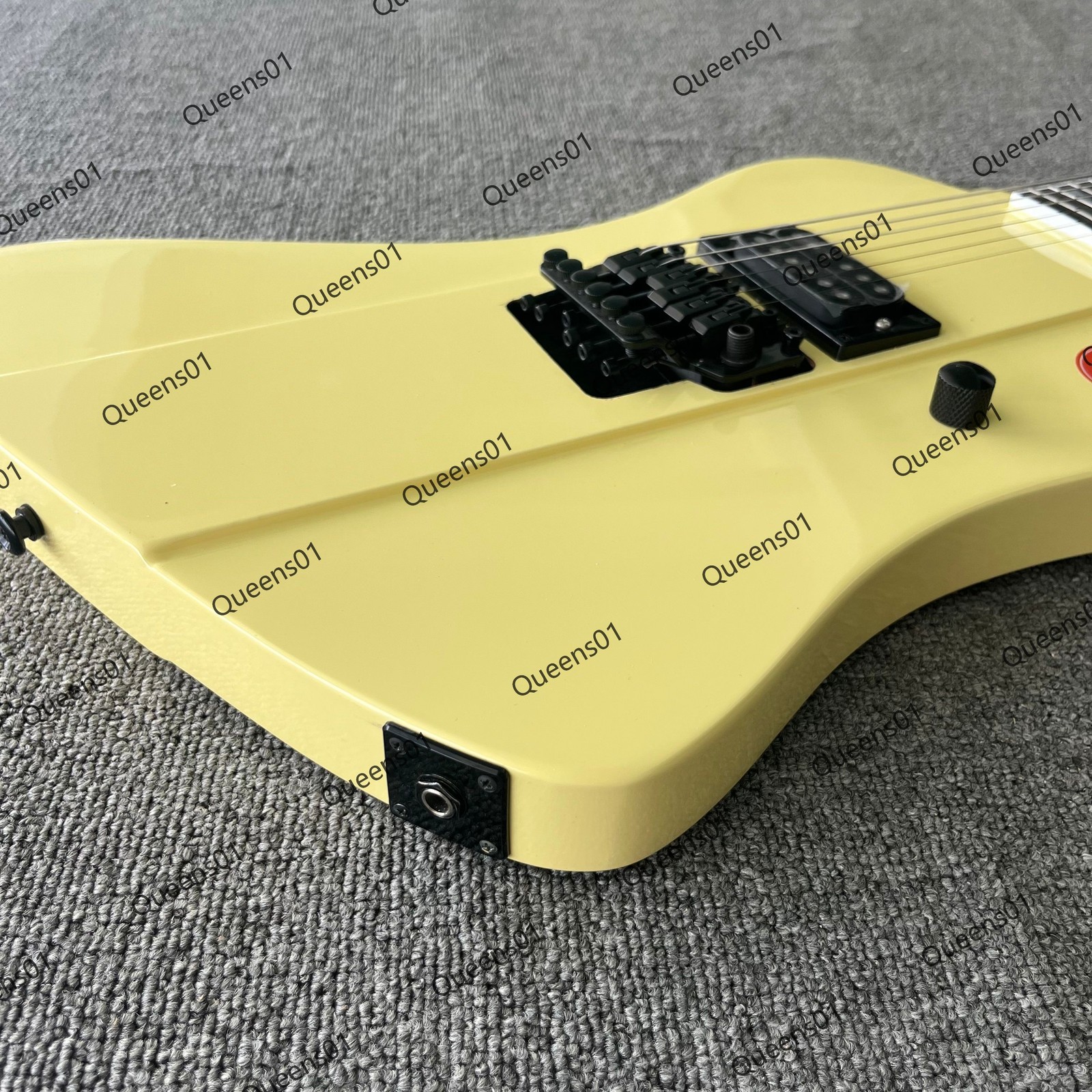 Factory 648mm Scale Electric Guitar Mahogany Body FR Bridge Cream Yellow