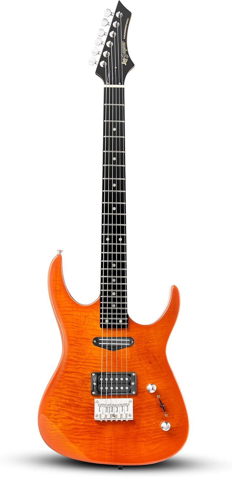 Leo Jaymz Thunderstorm ST Electric Guitar Sunburst Flame 24 Frets Fixed Bridge