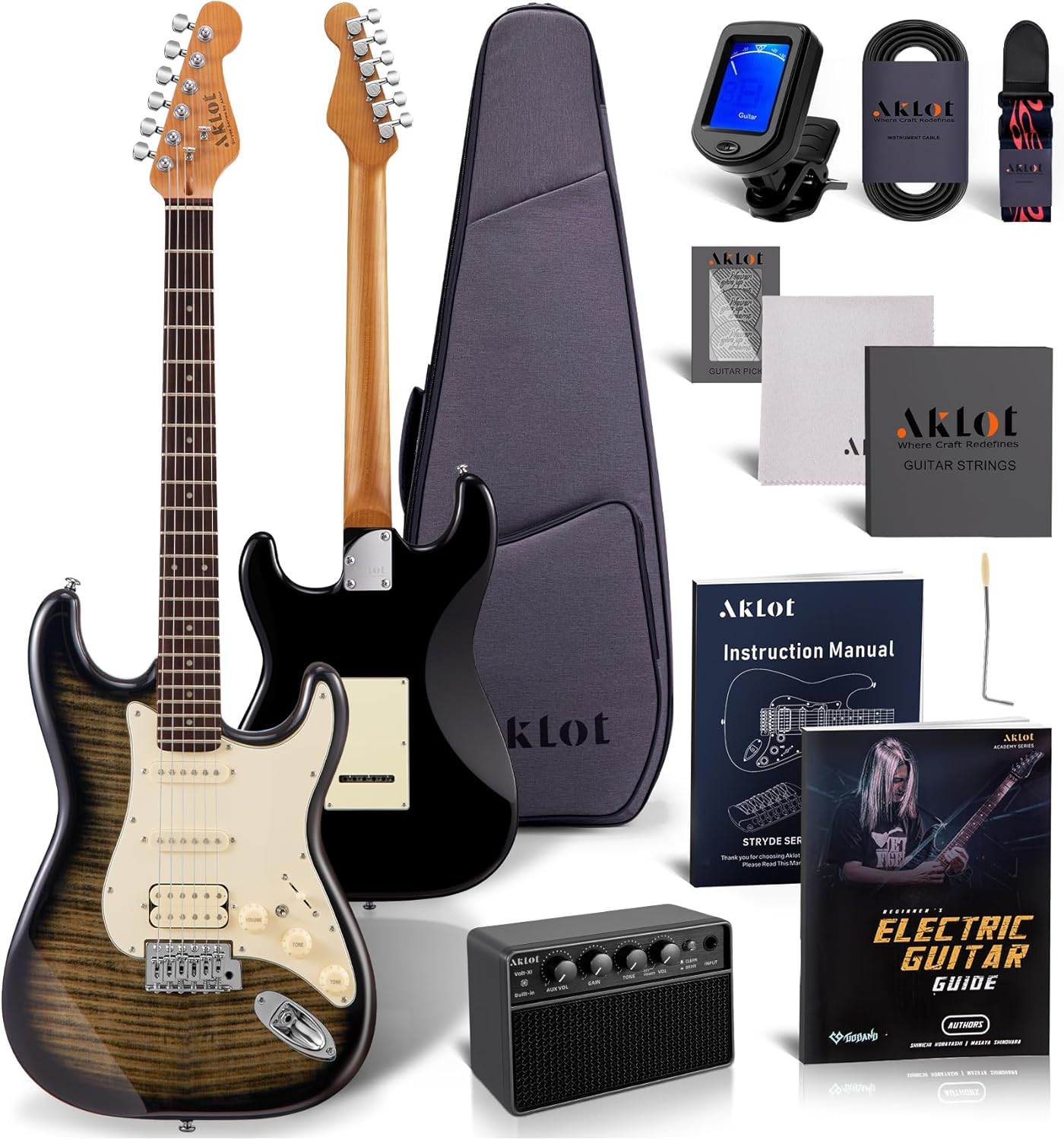 Stryde Electric Guitar with Coil-Split: Roasted Maple Neck, Flame Maple Graphic