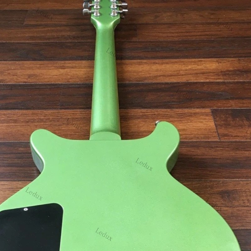 Solid Electric Guitar Stainless Rounded Fret Double Cut P-90 Pickup Olive Green