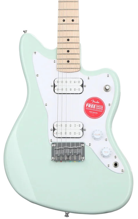Squier Mini Jazzmaster HH Electric Guitar- Surf Green with Maple Fingerboard
