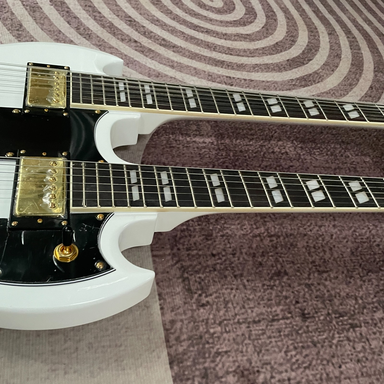 White SG Double-head Electric Guitar 12 Strings+6 Strings Mahogany Body Rosewood