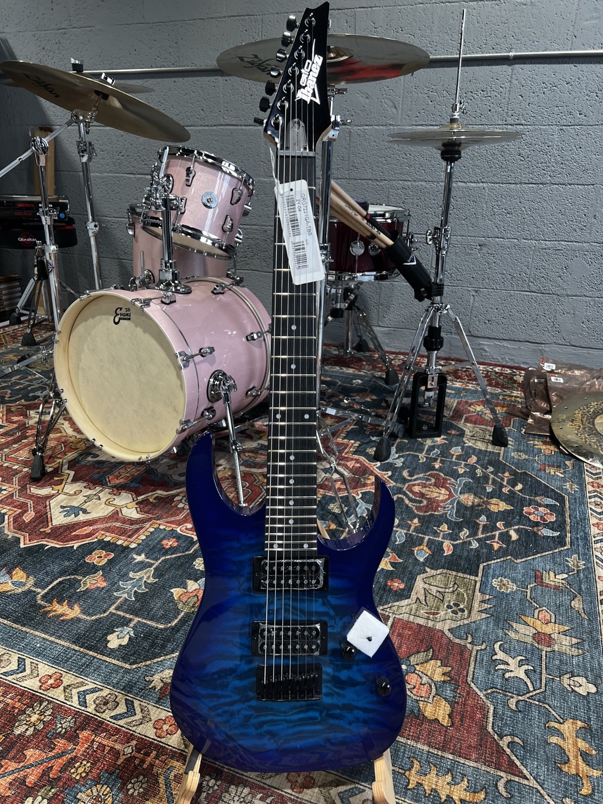 Ibanez GRG7221QA-TBB Gio with Purpleheart Fretboard – Transparent Blue Burst