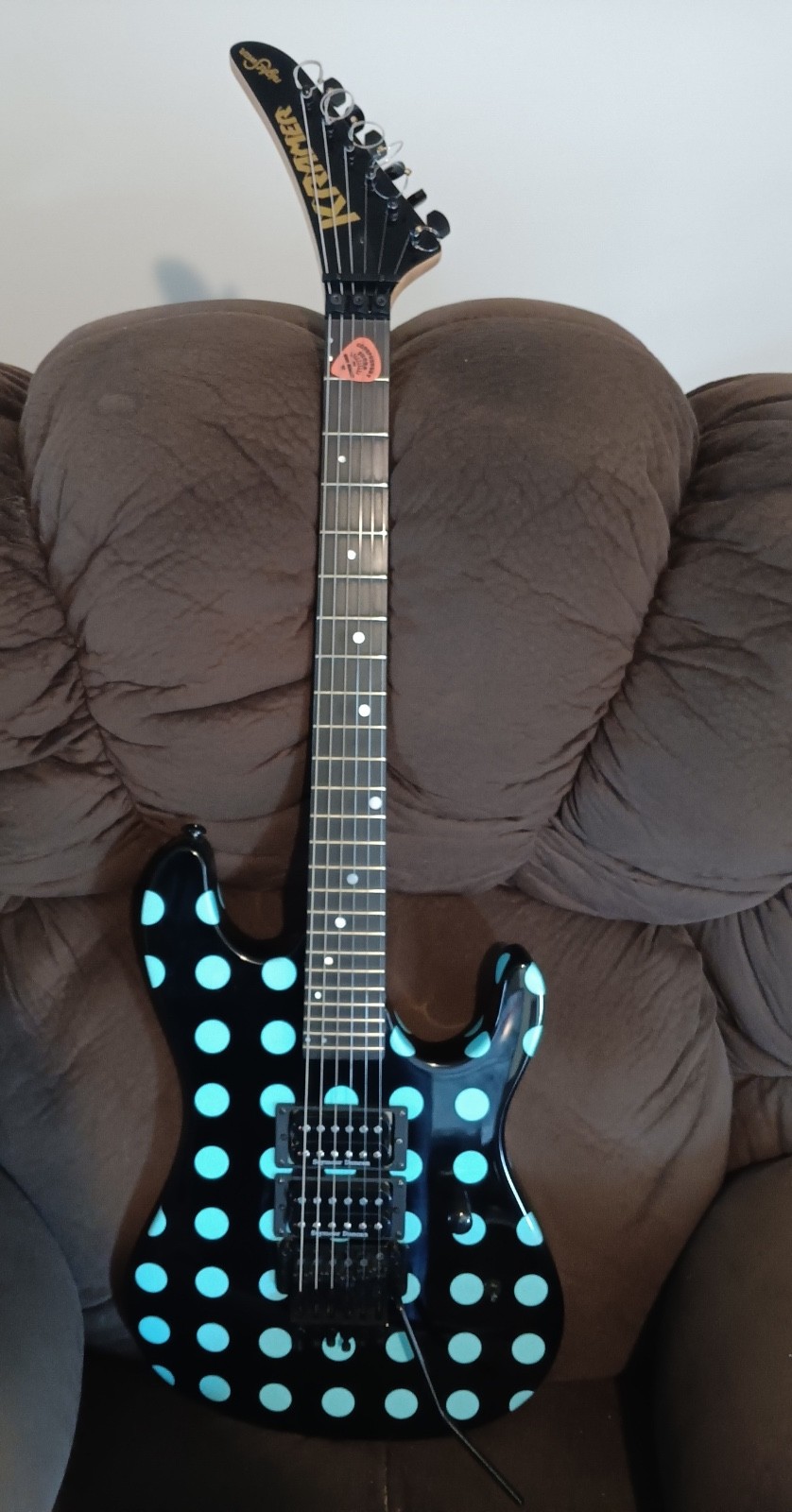Kramer NightSwan Electric Guitar – Black With Blue Polka Dots