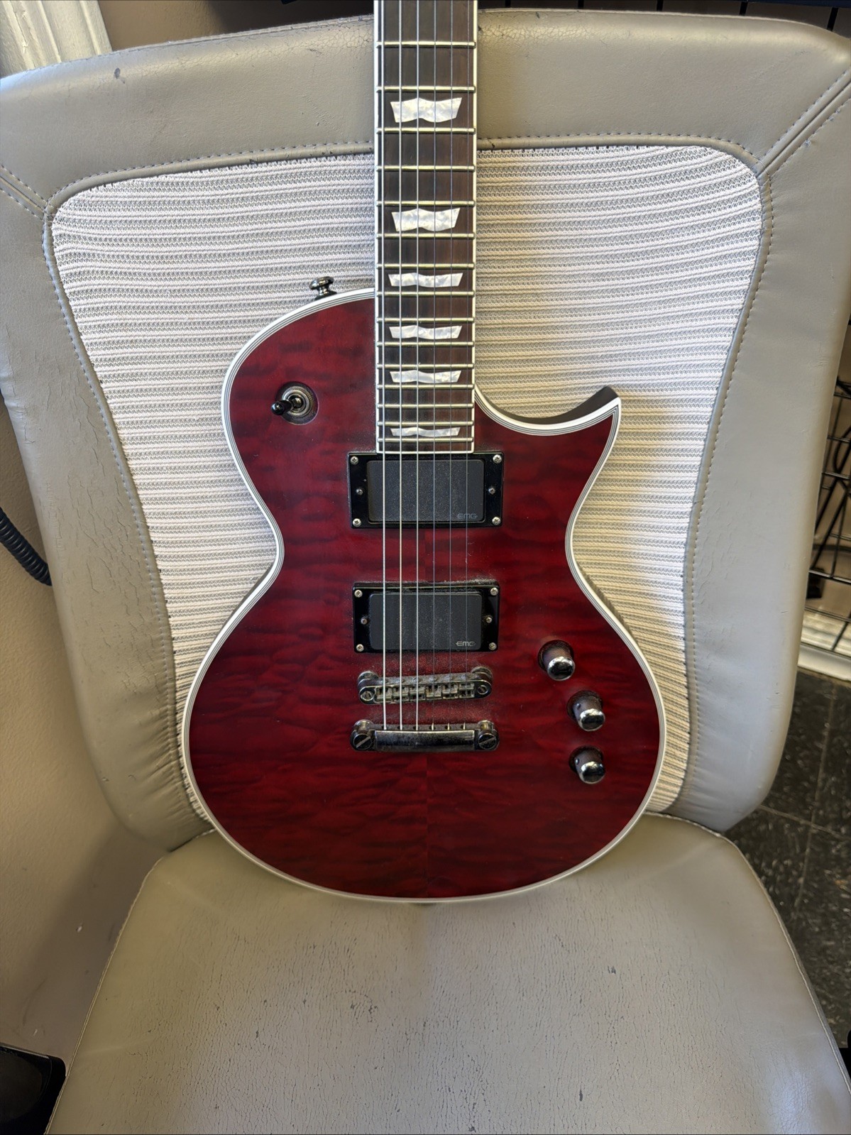 ESP LTD EC-401QM Electric Guitar See-Thru Black Cherry Sunburst Hardly Used Mint