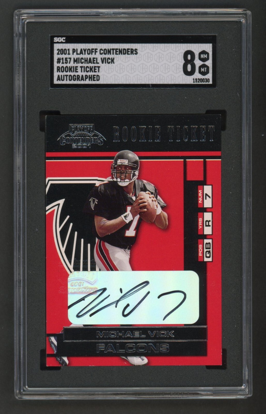 2001 Playoff Contenders Michael Vick RC Ticket AUTO /327 SGC 8 NM-MT
