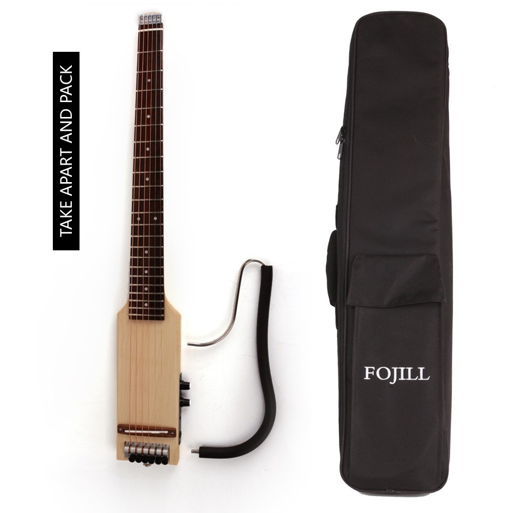 Headless Full scale length Electric Acoustic Guitar Silent Travel Portable F75NA