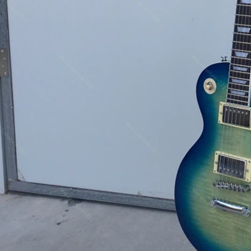 Standard Solid Body Electric Guitar Flamed Maple Top HH Pickup Green Fast Ship