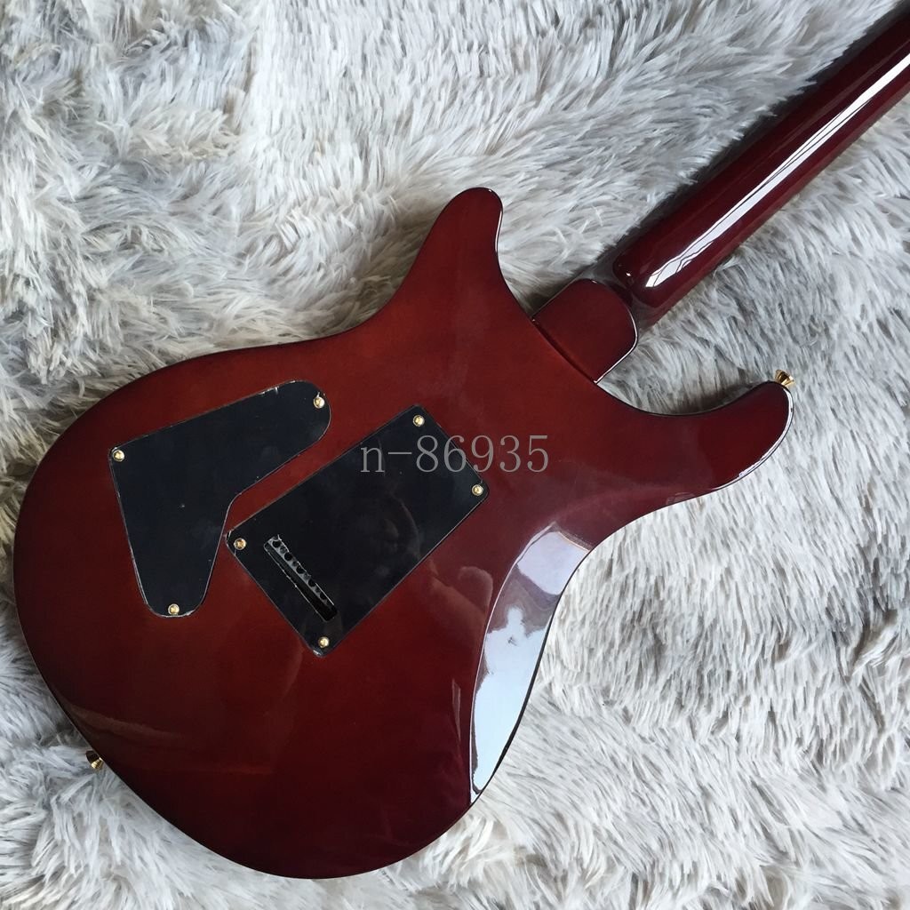 New Arrival Blue Quilted Maple Veneer Electric Guitar Gold Hardware HH Pickups
