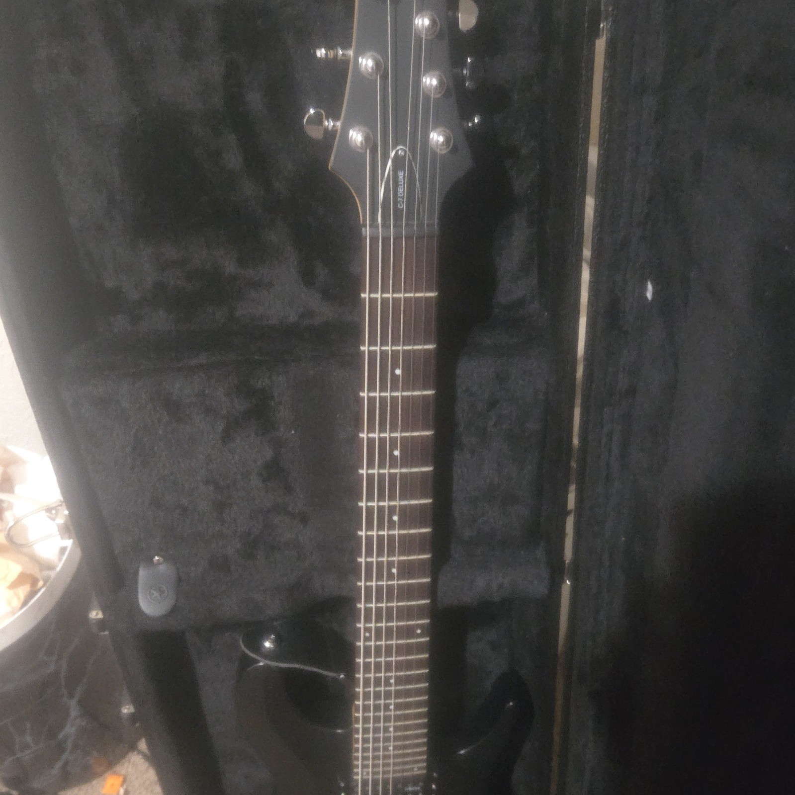 Schecter Diamond Series C-7 Deluxe 7-String Black Solid Guitar w/ Hard Case