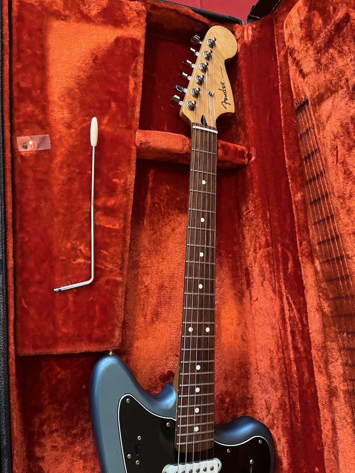 2018 Fender Player Jaguar Tidepool Guitar with 1970s Fender Orange Plush Case