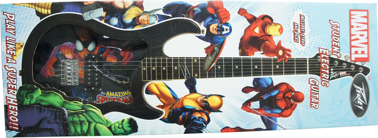 Stan Lee Signed Peavey Marvel Spiderman 3/4 Size Electric Guitar & Certificate!