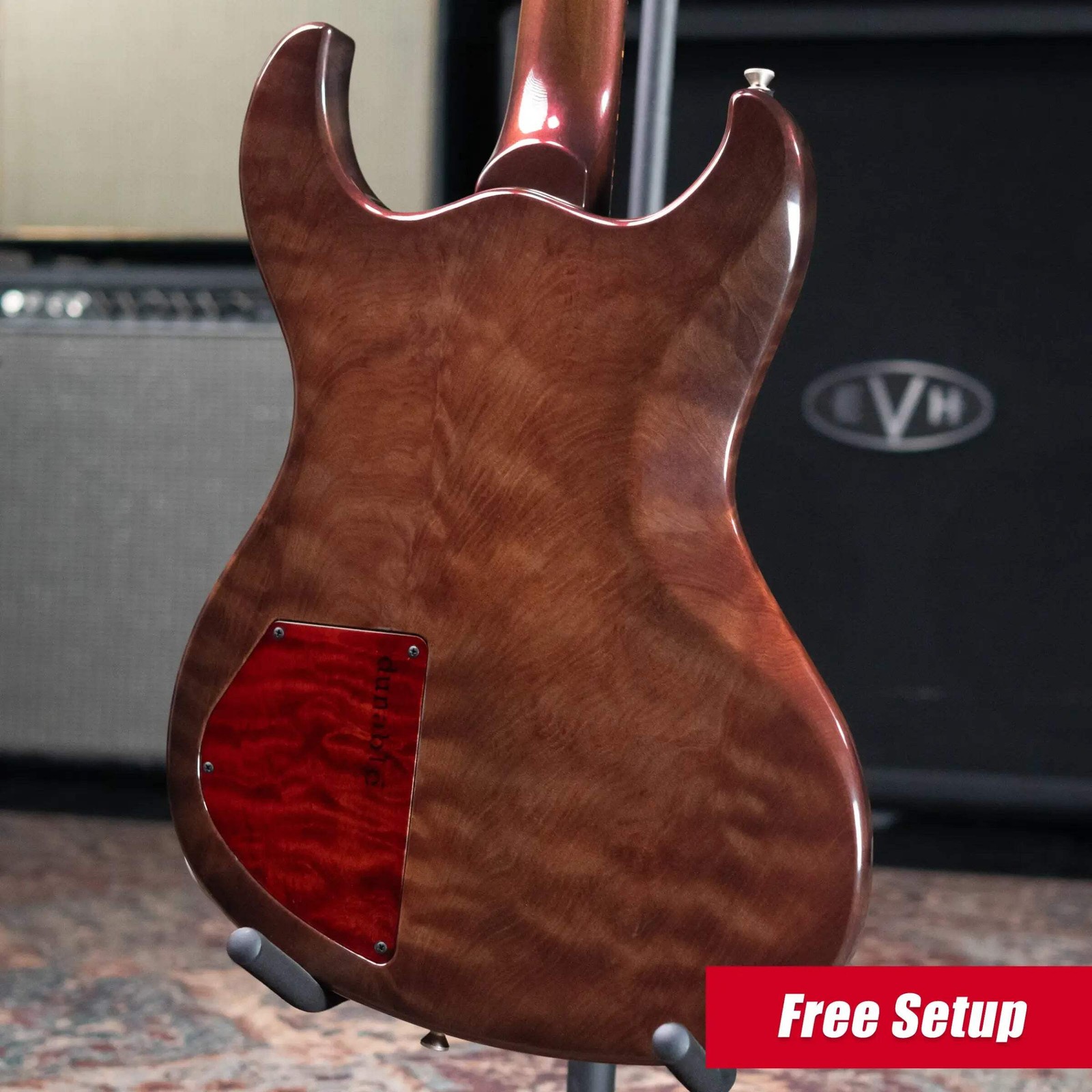 Dunable Custom Gnarwhal 9-String 1-Piece Curly Redwood Electric Guitar – Charcoa