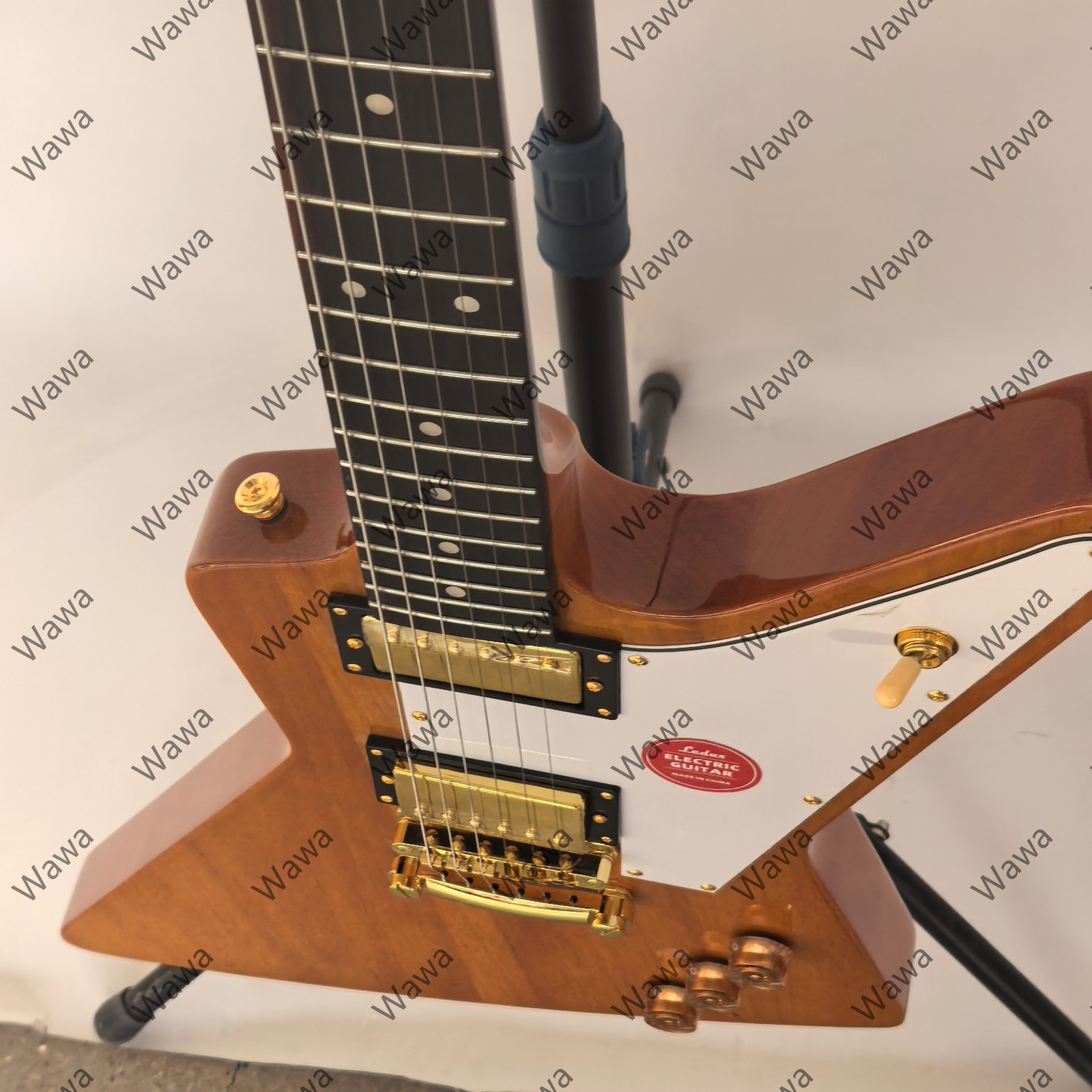 High-end Dual Humbuckers Electric Guitar Natural Mahogany Finish Gold Hardware