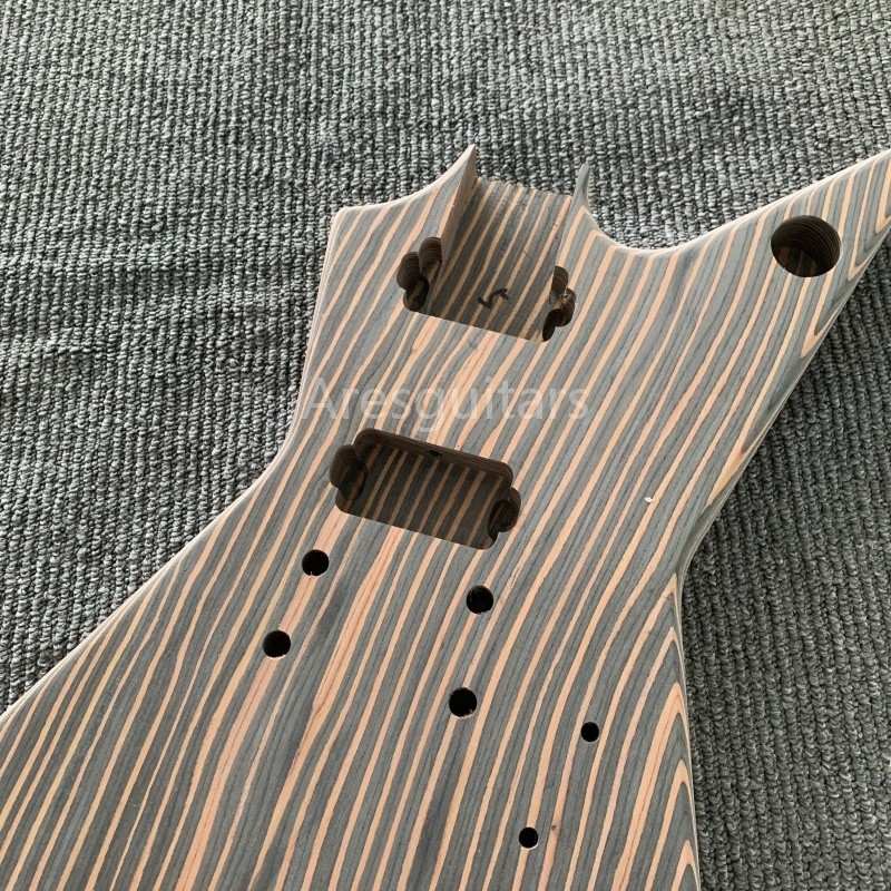 Unfinished Zebrawood DIY Electric Guitar Kits Include Hardware HH Pickups