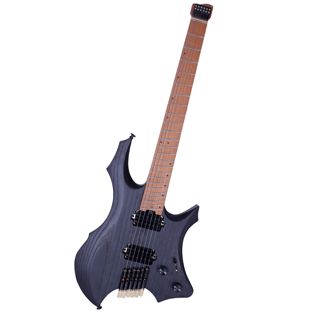 White Headless Electric Guitar Jumbo Stainless Steel Frets Roast Maple Ash Body