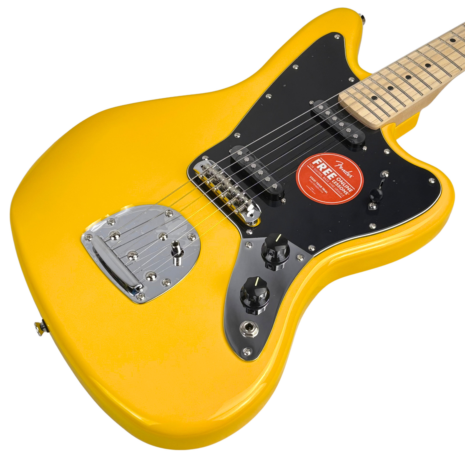 Squier FSR Affinity Series Jaguar, Maple Neck, Black Pickguard, Graffiti Yellow