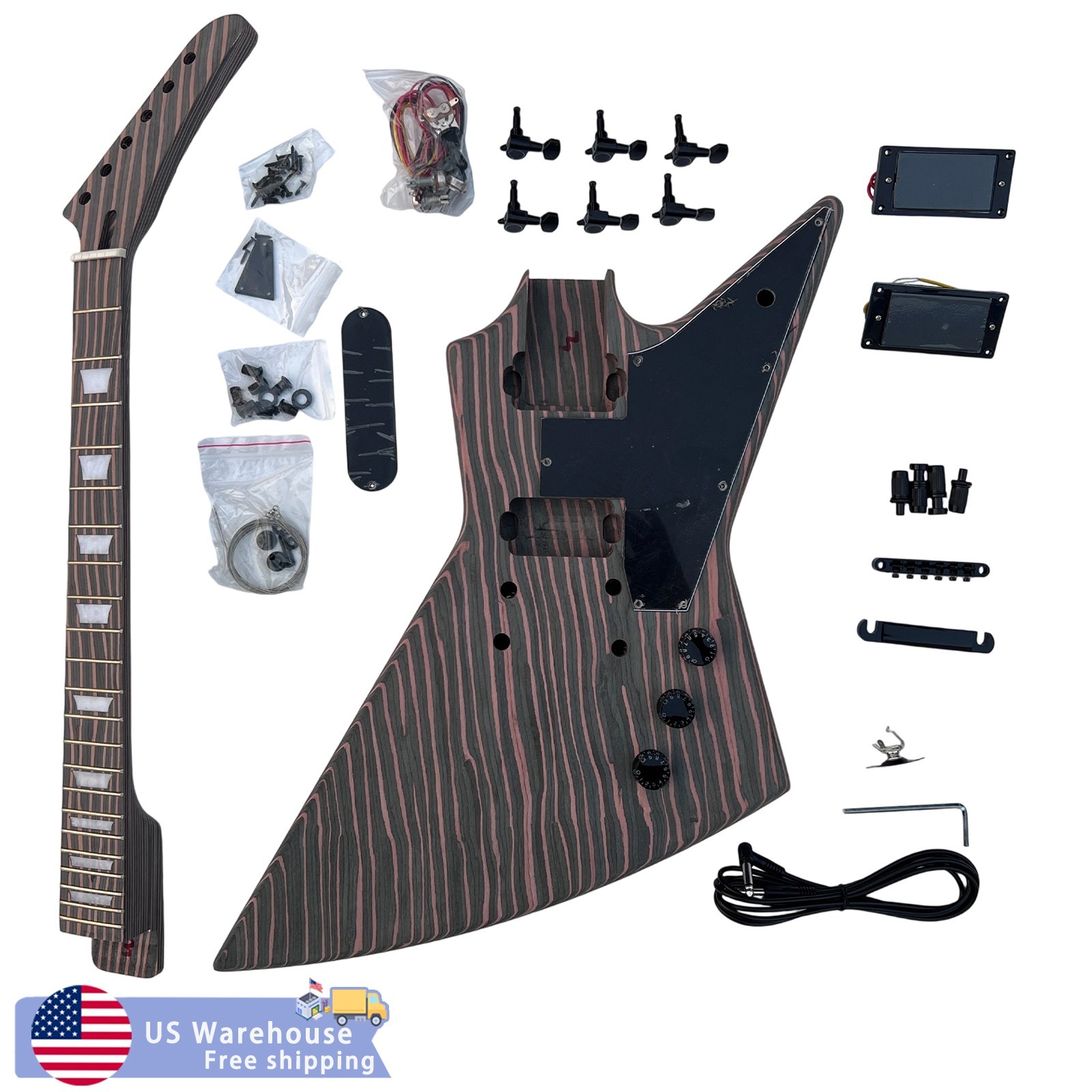 Unfinished DIY Electric Guitar Kits Free Shipping Zebrawood Bone Nuts Set Neck