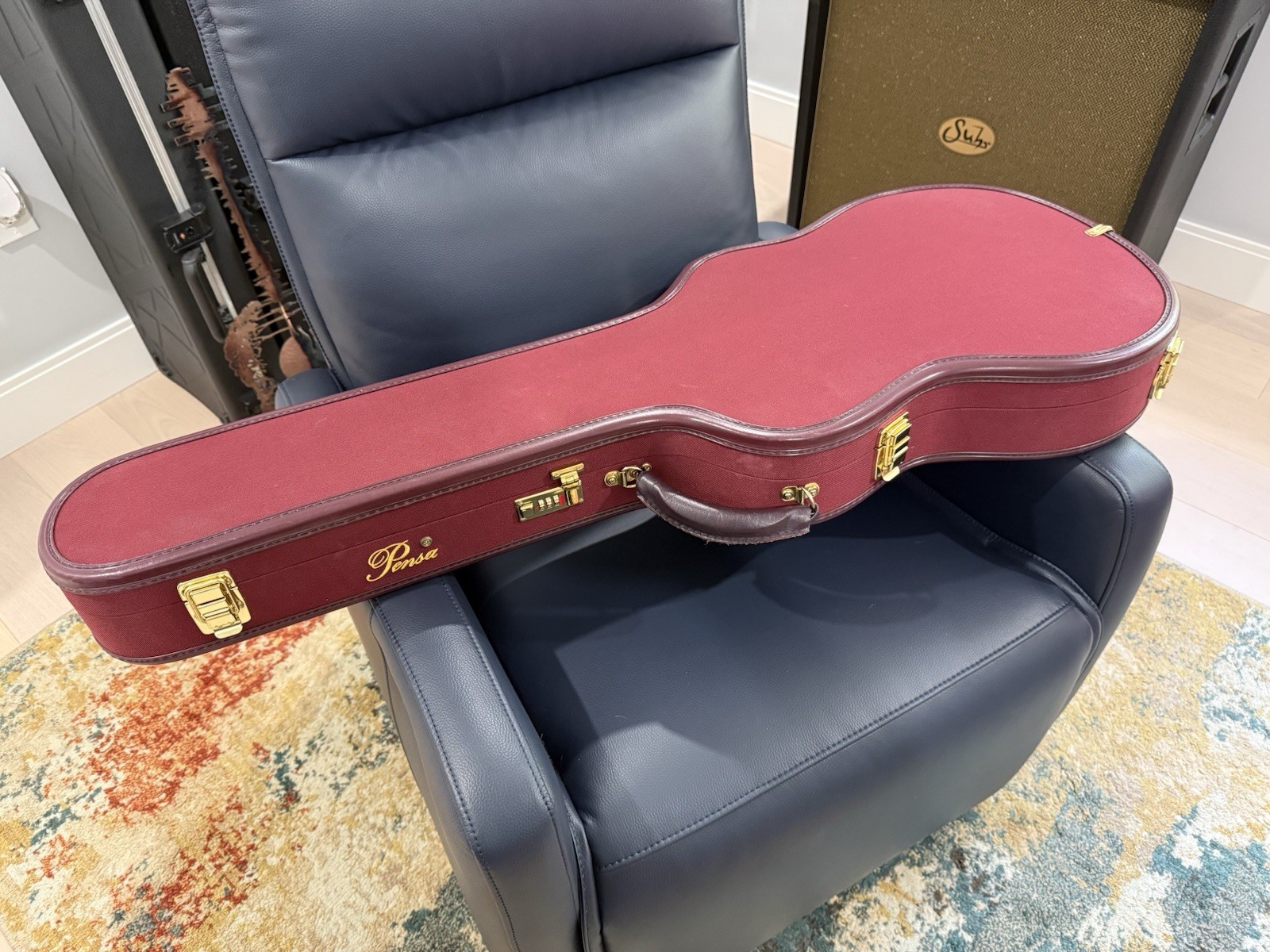 Pensa MK-1 Classic Flat Top Electric Guitar Solid Body Amber RH 6-String Case