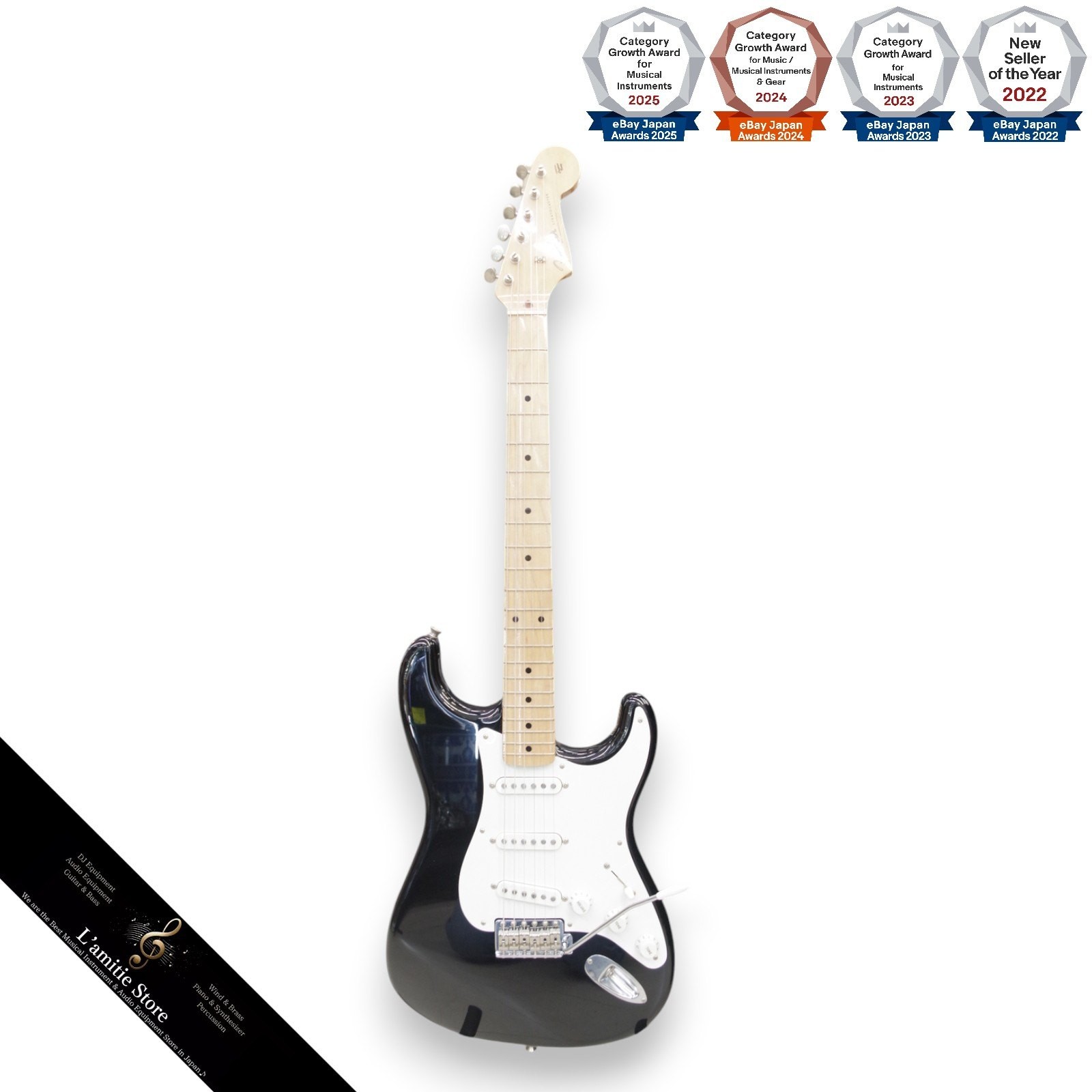 Fender Japan ST50 Electric Guitar Black Maple Neck Soft Case