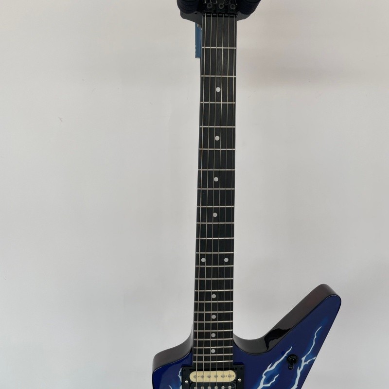 ML 79 Darrell Blue Lightning Electric Guitar HH Pickups Brown Rounded fret Edge