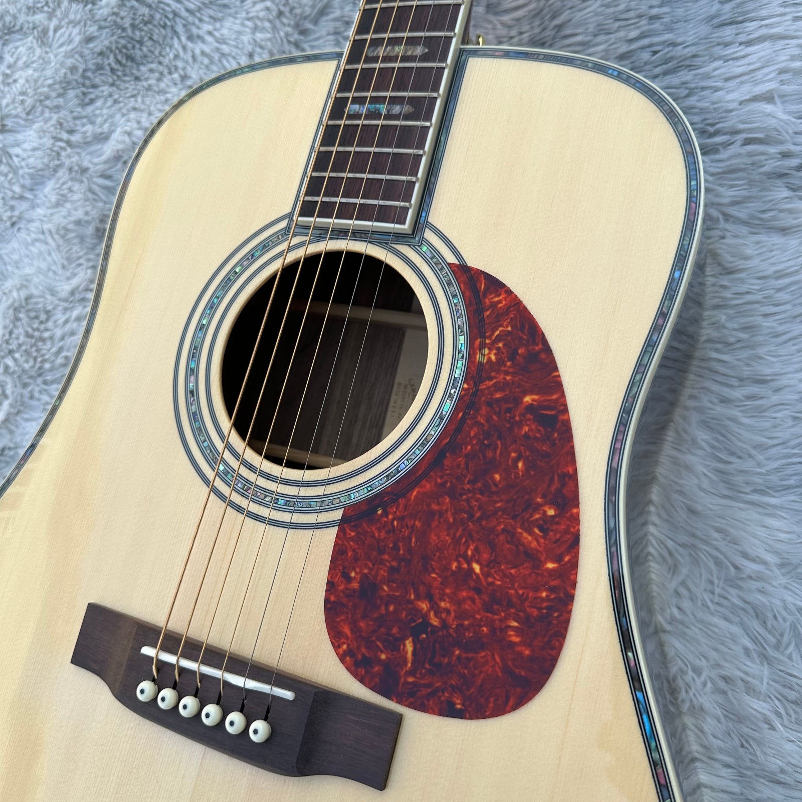 Handmade Large 41 Inch Acoustic Guitar With Abalone Shell Inlaid