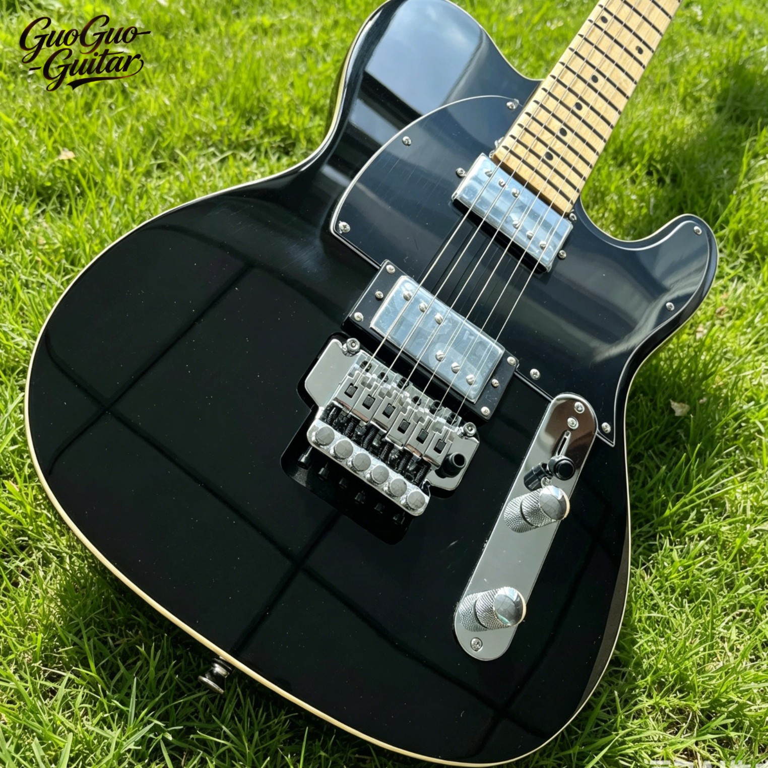 US Warehouse TL Style Black Electric Guitar Floyd Rose Tremolo HH Pickups