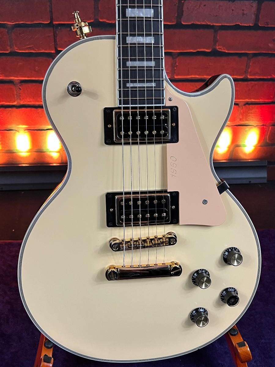 2022 Epiphone Les Paul Custom Blackback Electric Guitar – Antique Ivory