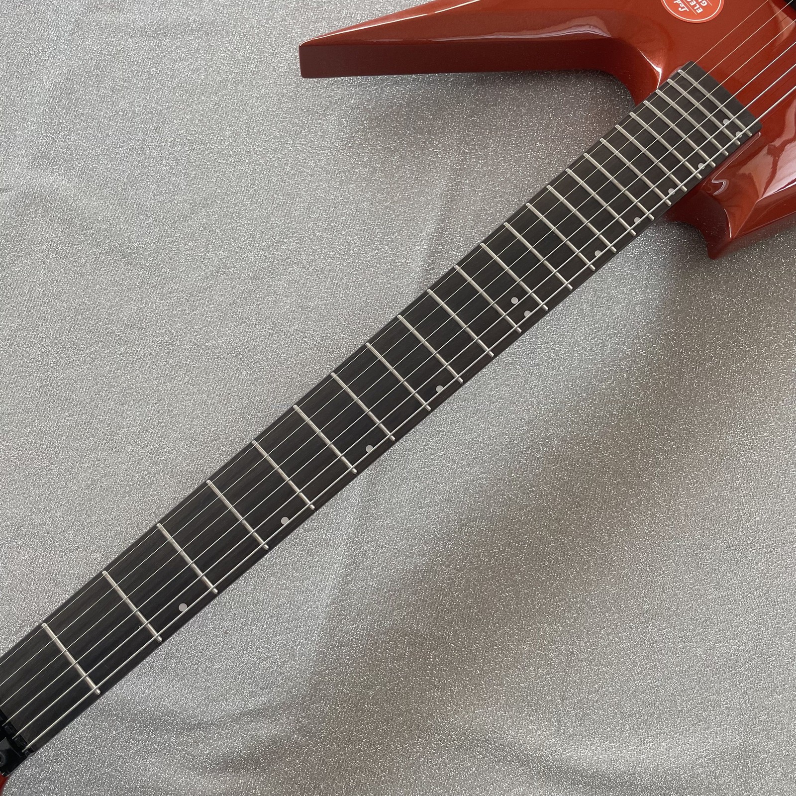 Unique Solid Electric Guitar Tremolo H-H Pickups Orange Sparkle Finish Black HW