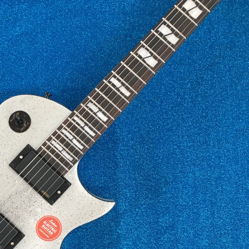 Silver Large Particle Glitter Solid Electric Guitar Stainless Fret Active Pickup