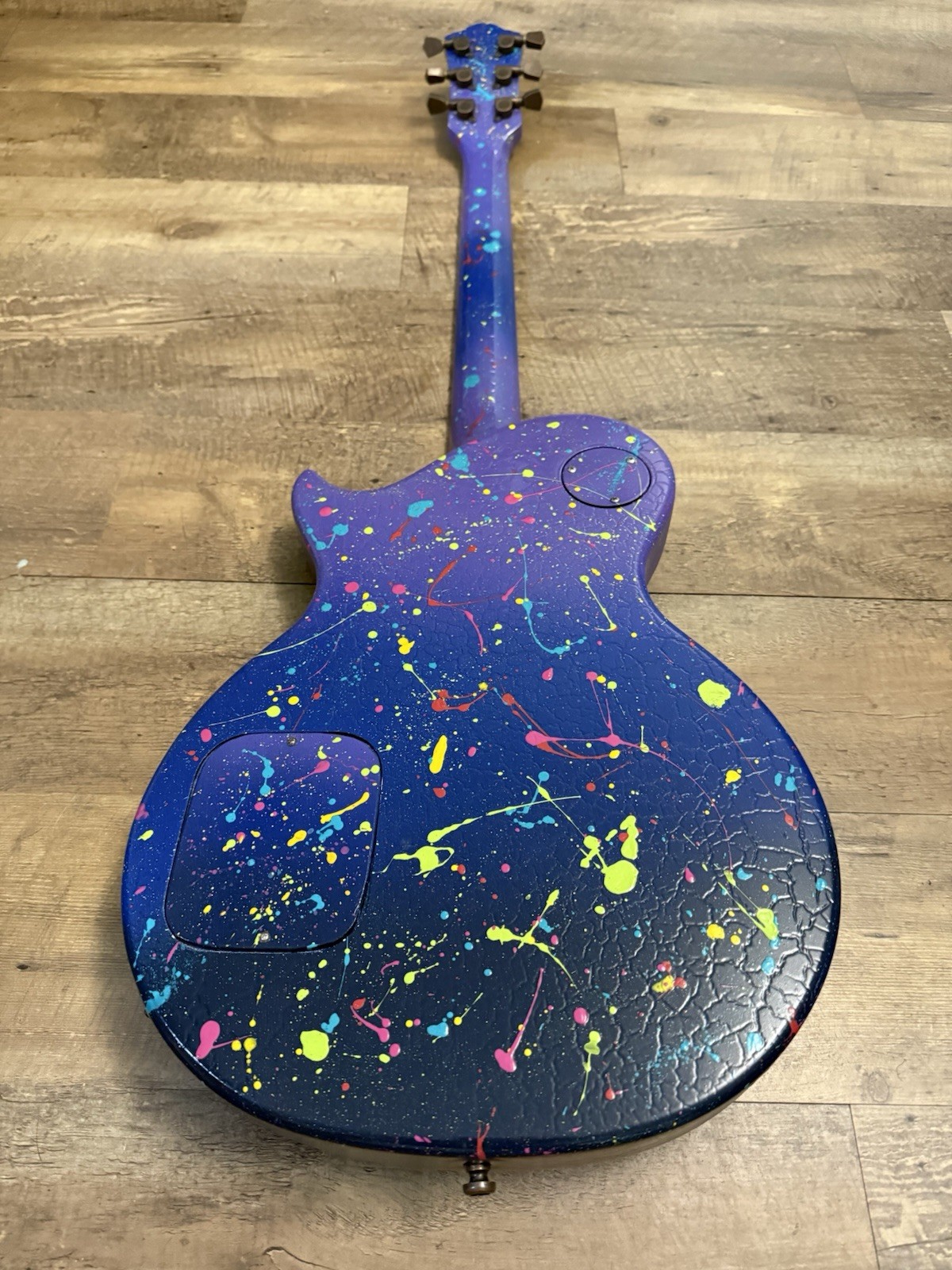 Custom Hand-painted LP Style Guitar – Blue/Purple Splatter Finish