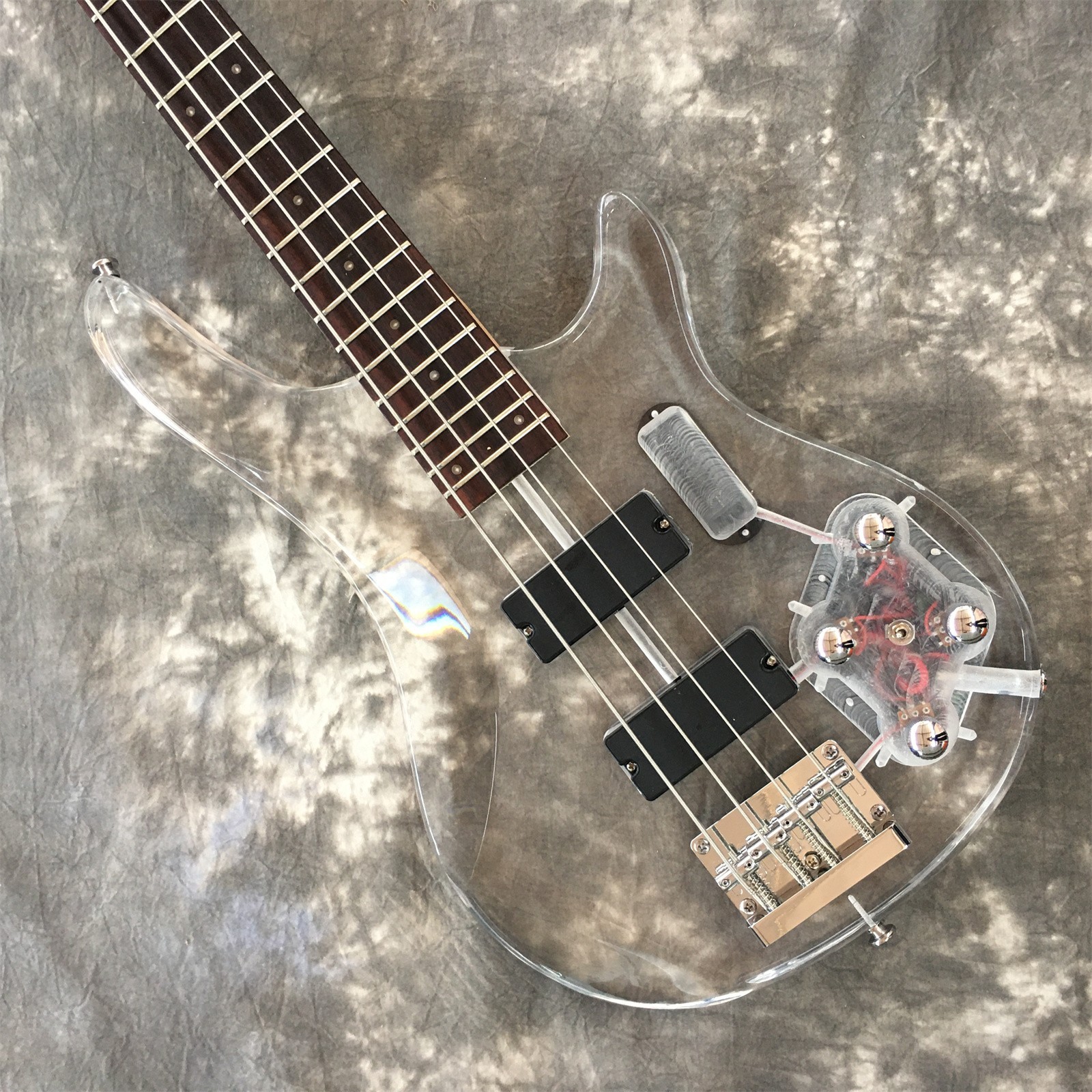 4 String Acrylic Body Electric Guitar Bass Chrome Hardware Rosewood Fretboard