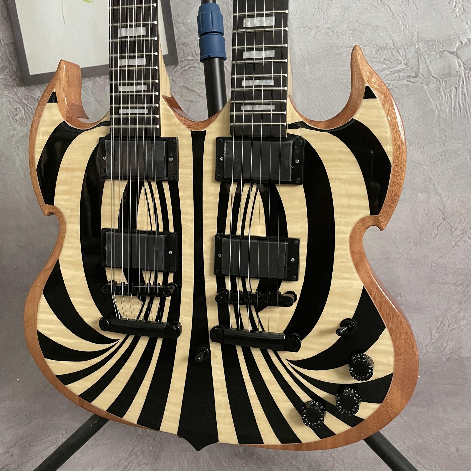 New Wylde Barbarian Electric Guitar HH Pickup Chrome Part 12+6 String fast ship