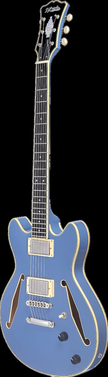 D’Angelico Excel Mini DC Tour Semi-hollowbody Electric Guitar – Slate Blue