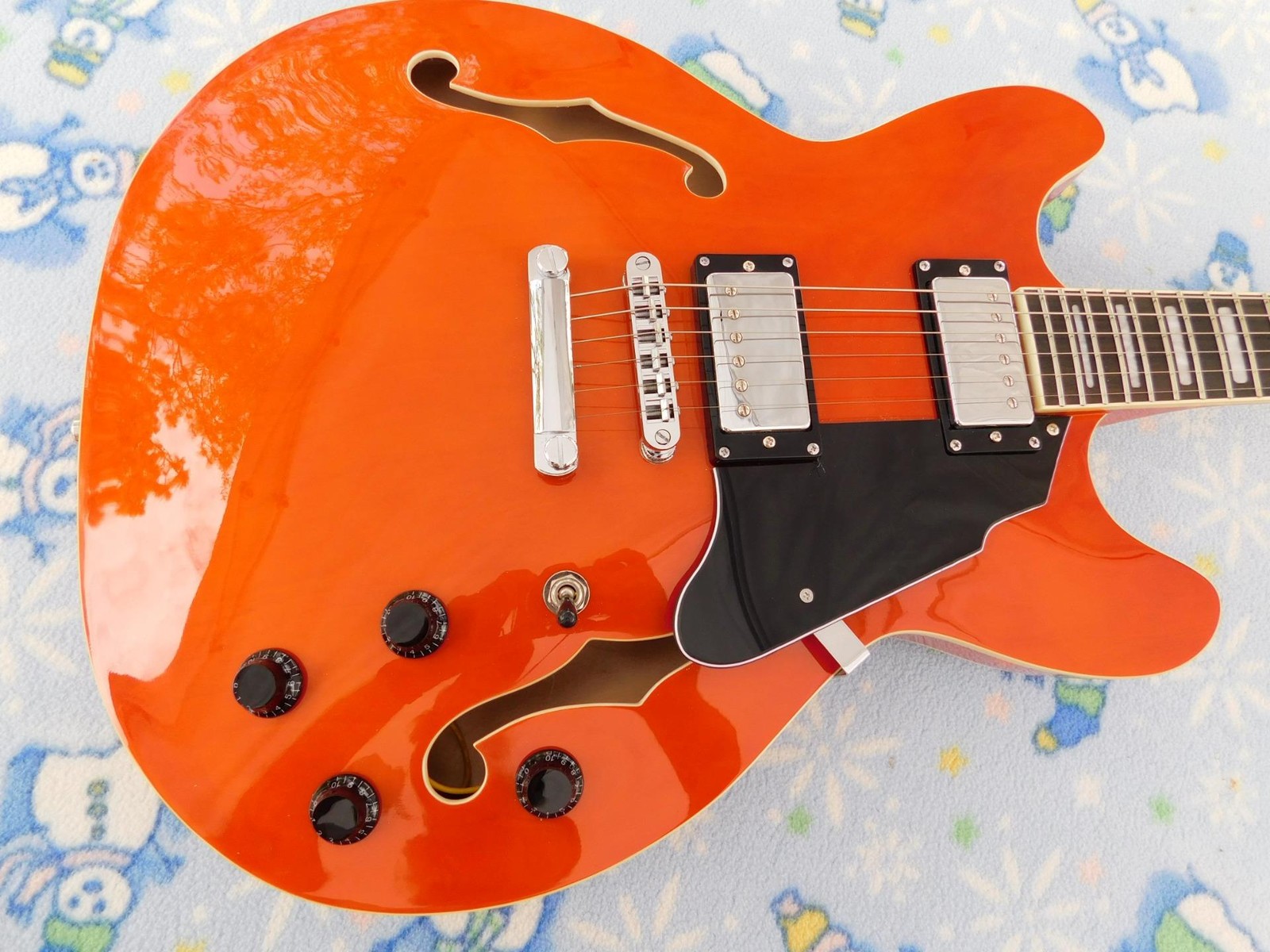 Redid Set Neck Arch Top Semi- Hollow Electric Guitar, Body & Neck Binding, Nice