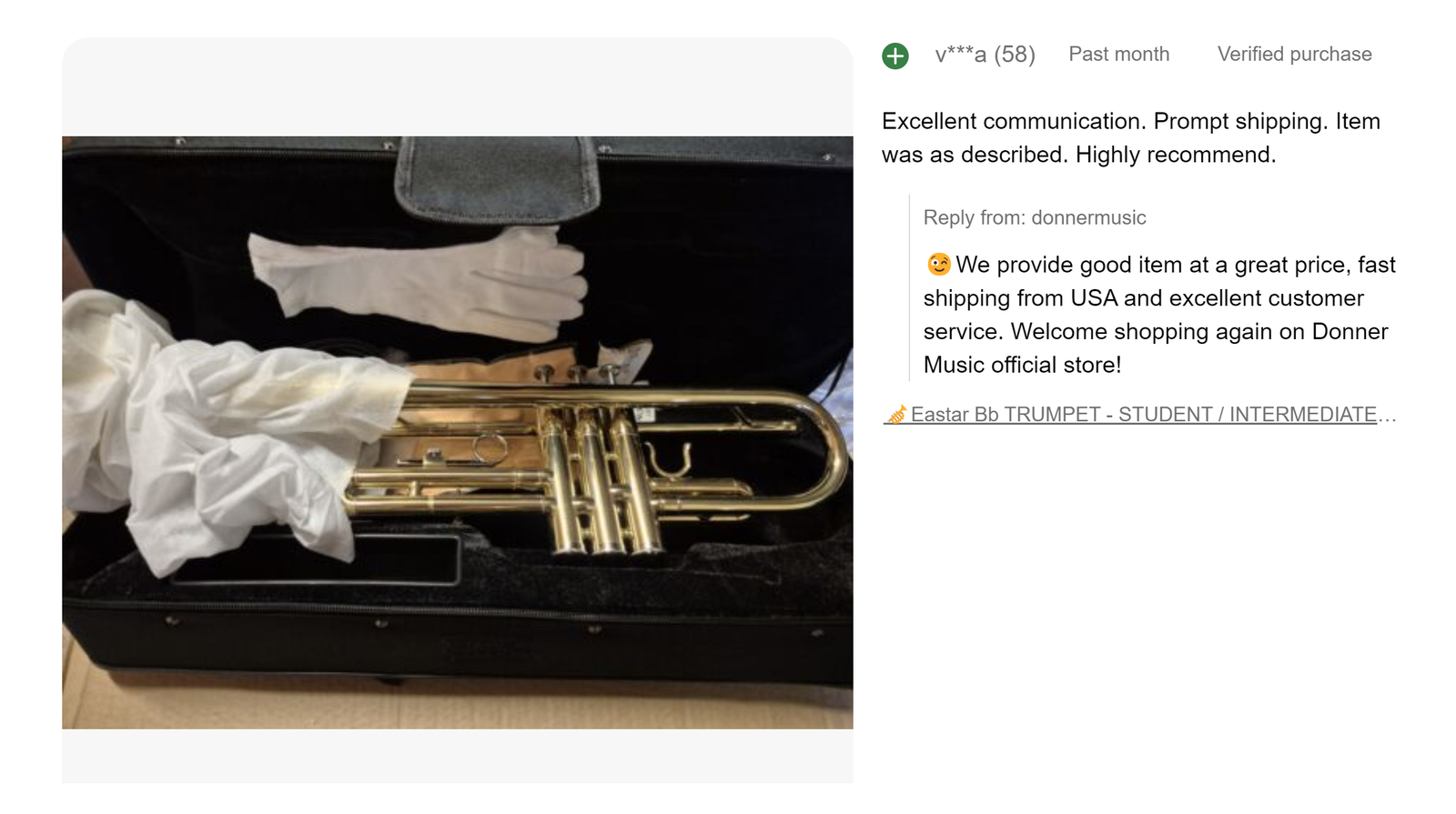 Eastar ETR-380 Bb Standard Trumpet Set for Beginners Kids Student Gold Case