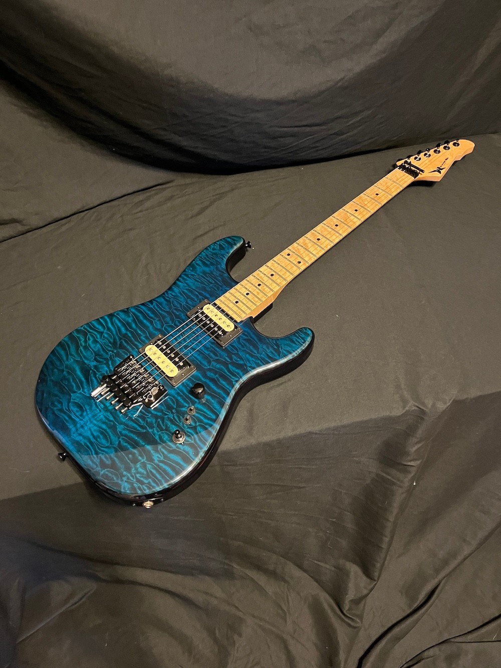 Wayne Charvel Guitars Exotic Rock Legend Blue Quilt Top Guitar W/OHSC