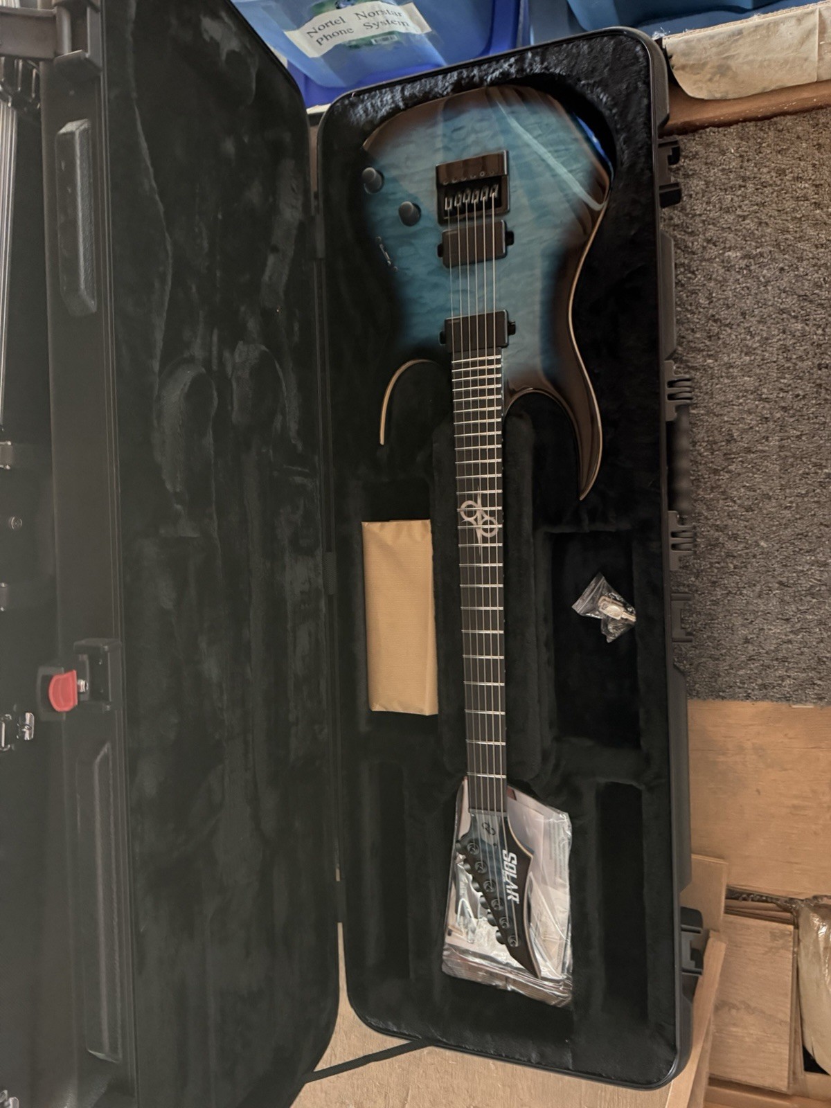 Solar A1.6D-27 LTD 6 String Electric Guitar Blue Solid Body w/ Hard Case