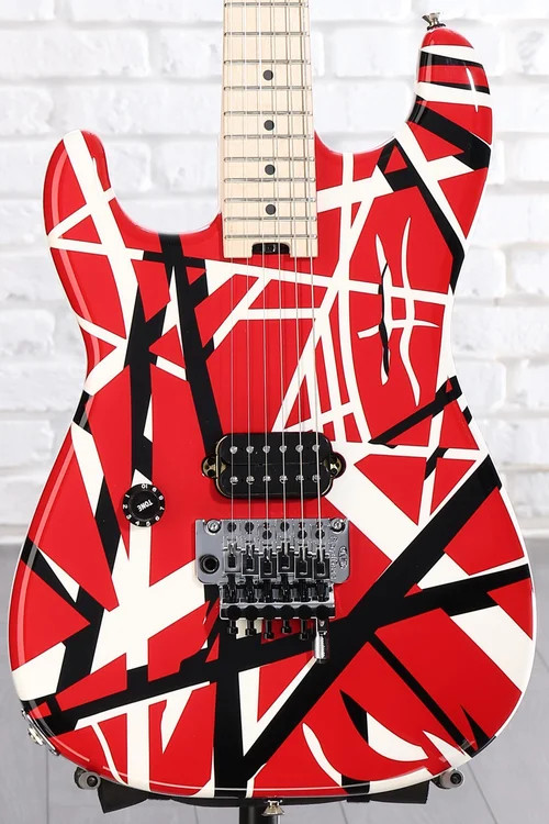 EVH Striped Series Left-Handed Electric Guitar – Red with Black Stripes
