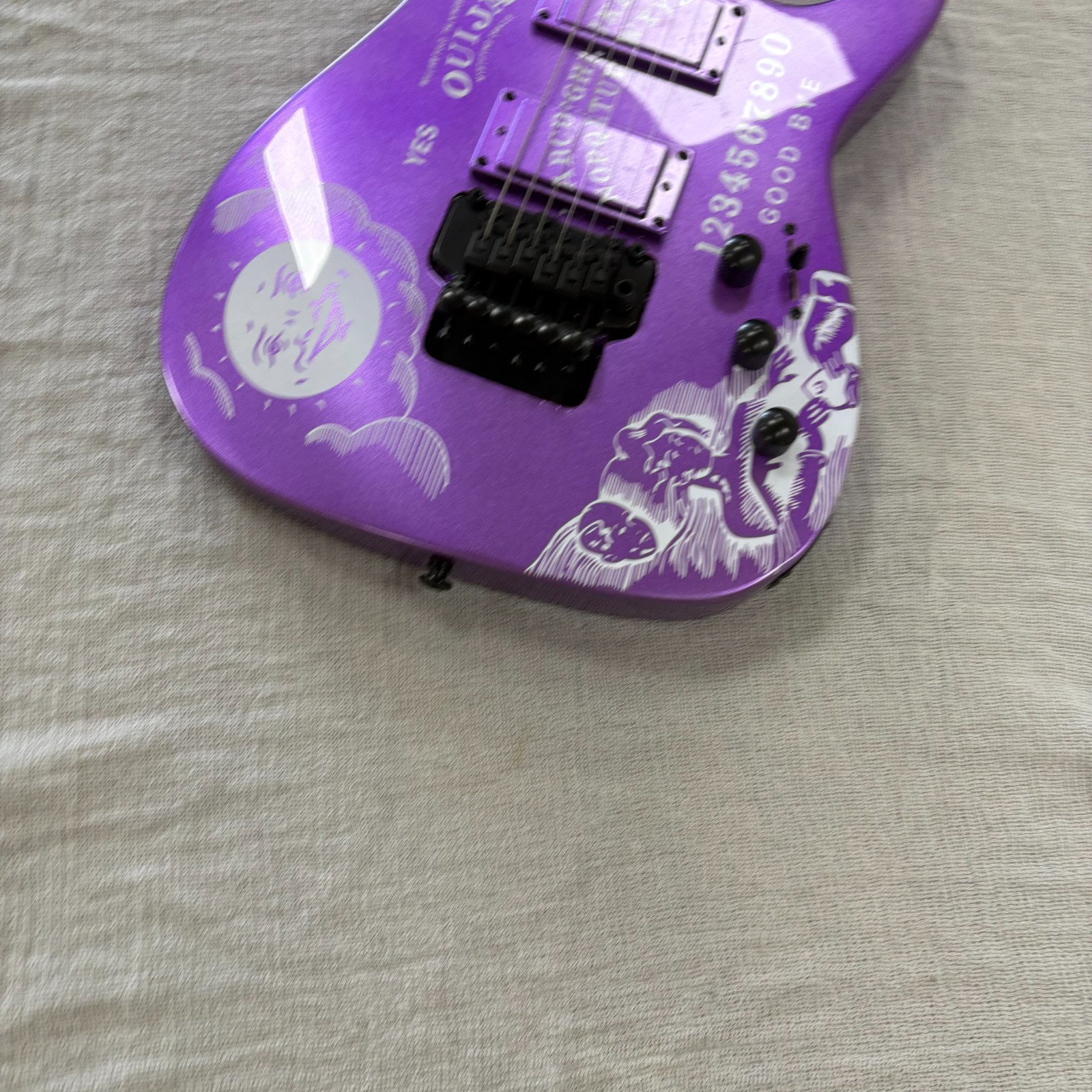 US Warehouse Purple Ouija Kirk Hammett Electric Guitar With Floyd Rose Tremolo