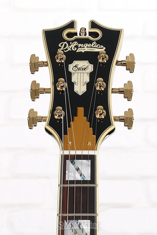 D’Angelico Excel 59 Hollowbody Electric Guitar – Solid Black with Stairstep