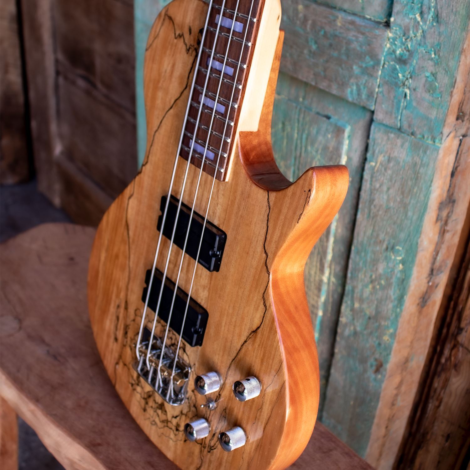 Sawtooth Americana Left-Handed Heritage Series Natural Spalted Maple 4-String 24