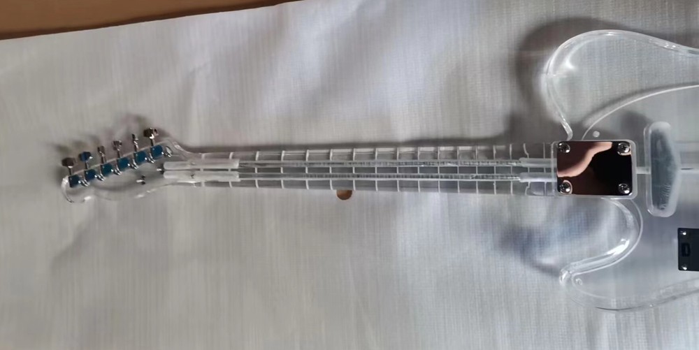 6 Six String Acrylic Electric Guitar Blue Light Acrylic Fingerboard Body