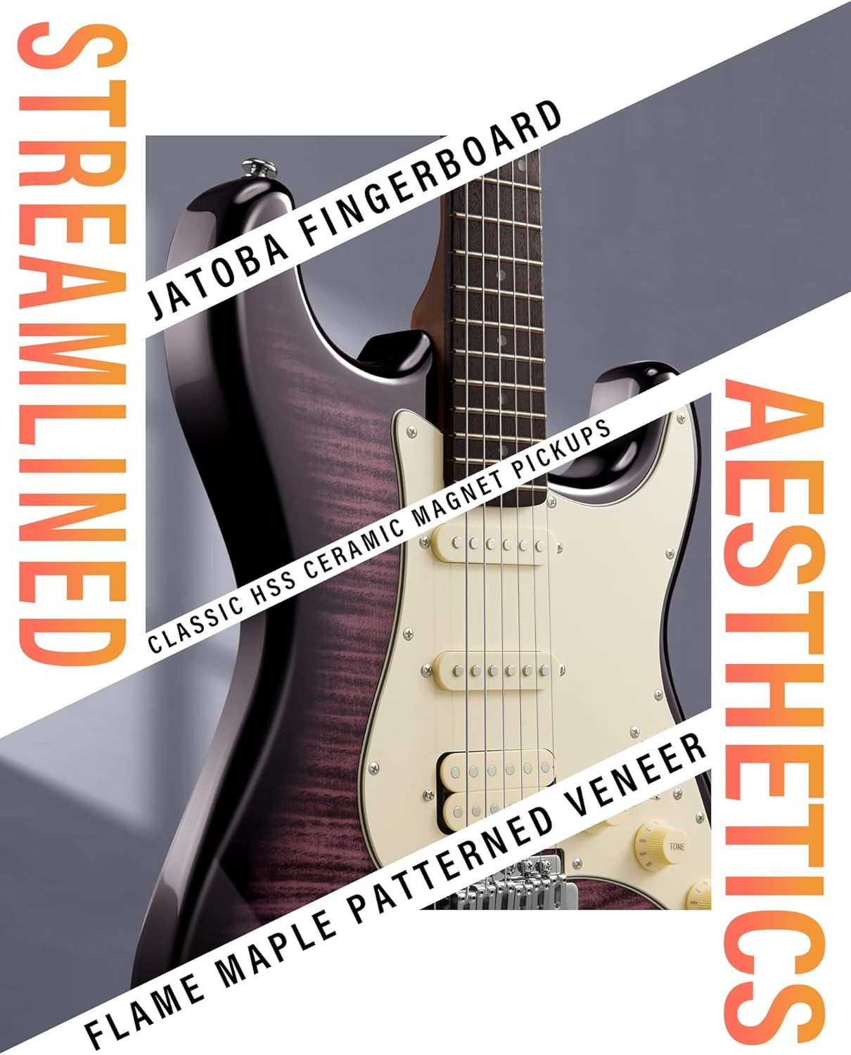 Beginner Electric Guitar Kit: 10W Amp, Coil-Split HSS Pickups, Lesson Book, Roas