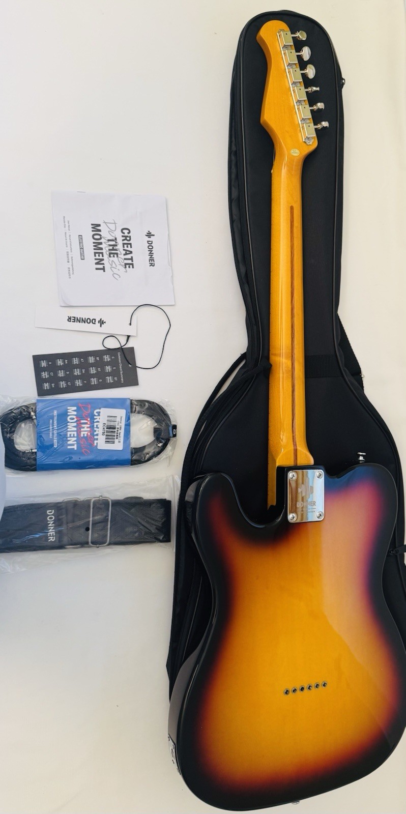 Donner Design Series Sunburst Jazz Electric Guitar Thinline 39 inch Bag Included