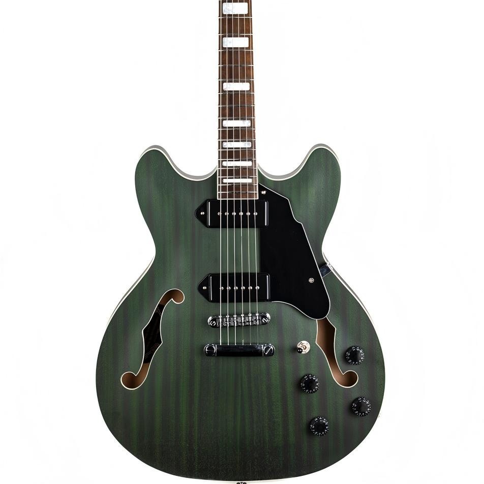 GROTE Electric Guitar P90 Pickups Semi-Hollow Body Guitar matte finished (Green)